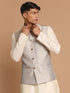 Men's Grey Silk Blend Woven Nehru Jacket